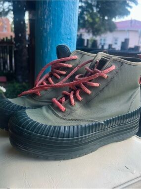 Keds Platform High-Top Canvas Sneakers Olive Green